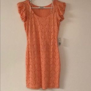 Peach lace mini dress